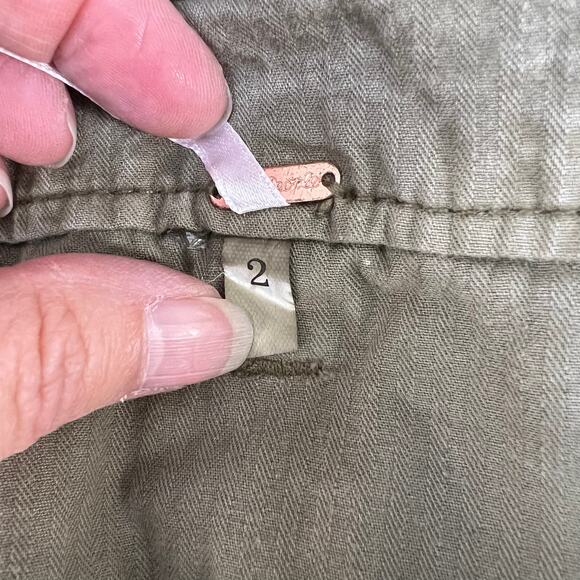 Free People Pants Women's Size 2 Tan Baggy Cargo Button Fly Slouchy Paper Bag - Picture 8 of 16